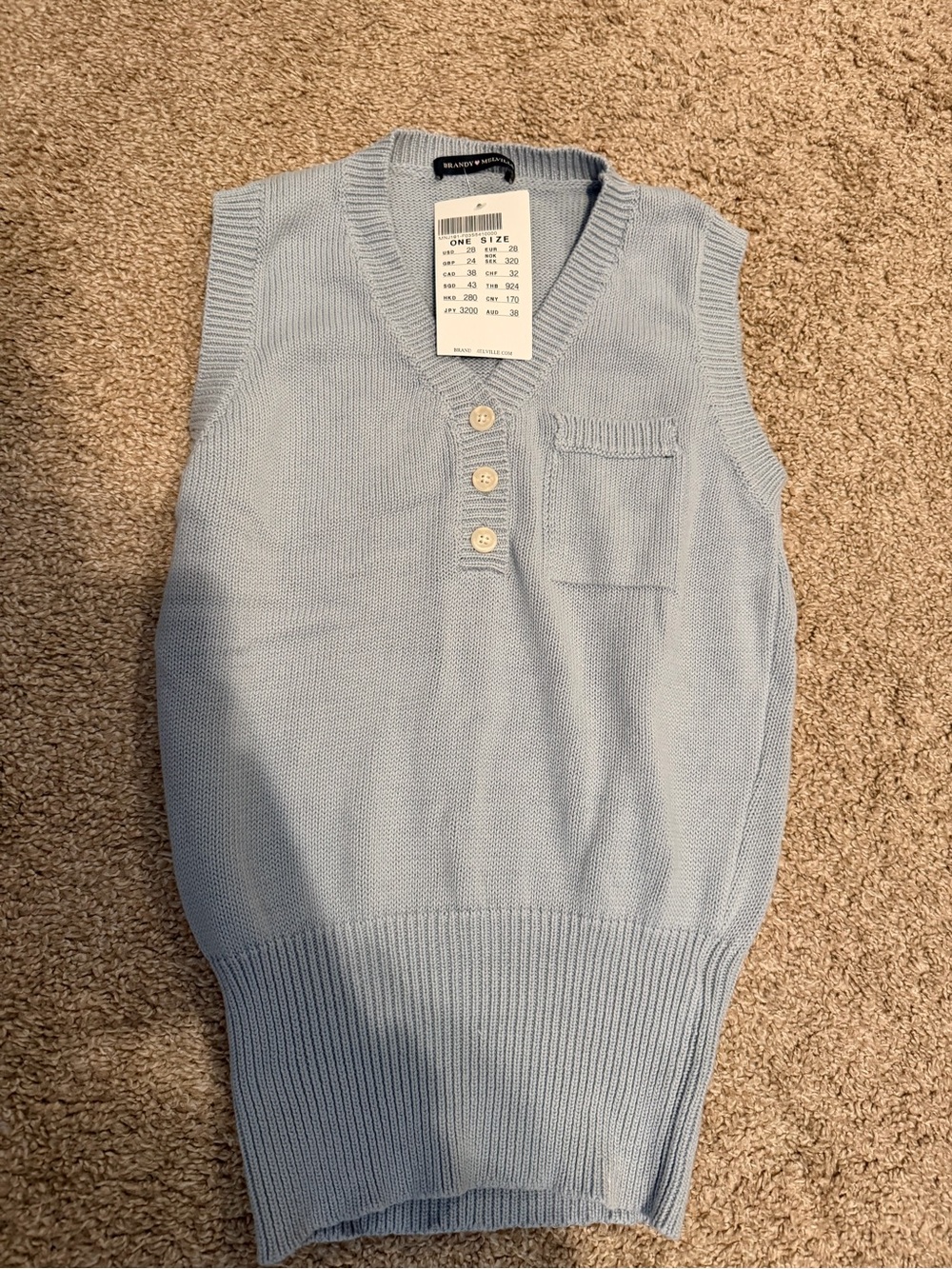 Brandy Melville Light Blue V‑Neck Knit Vest